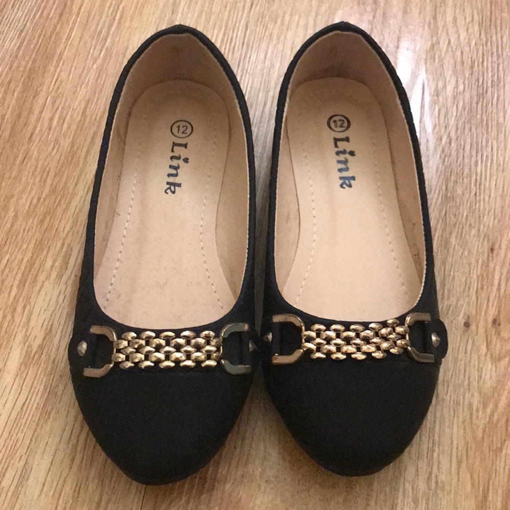 Black Flats with Gold Studs